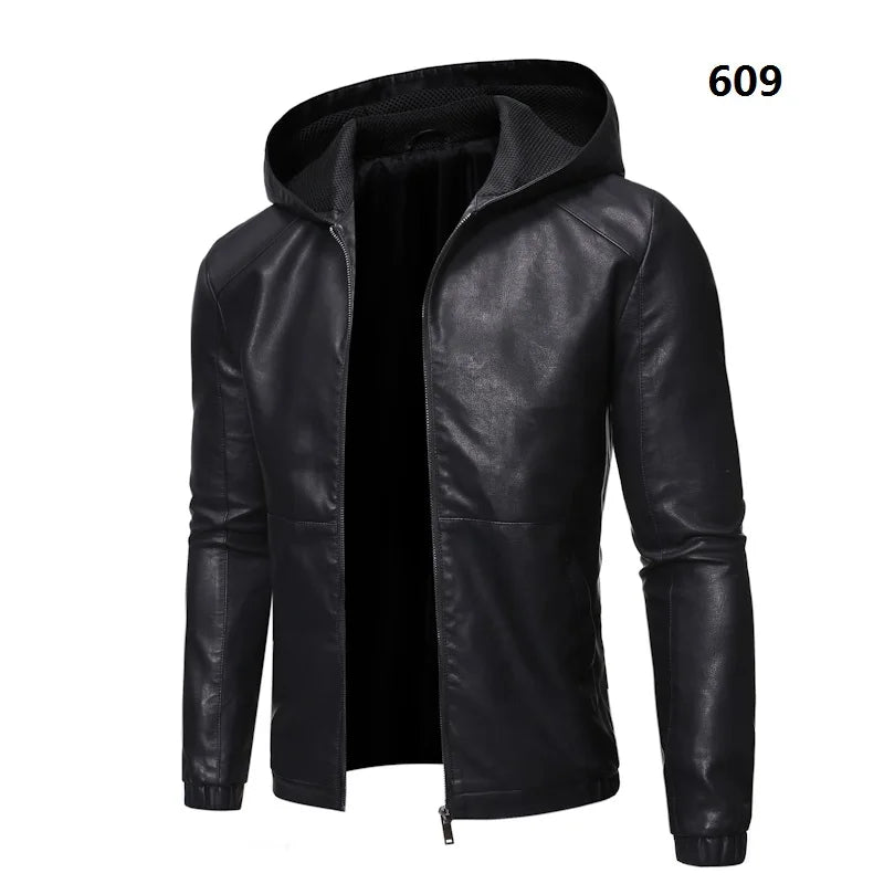 Men's Faux Leather Jacket Motorcycle 8XL Black PU Leather