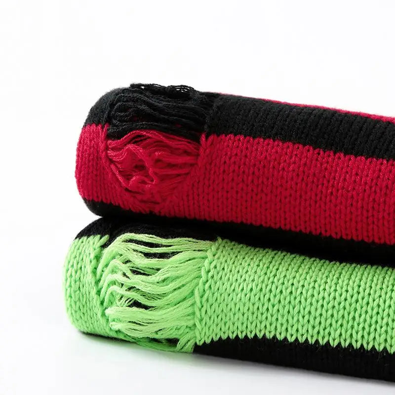 Men's Black Stripe Ripped Sweater Oversized Harajuku Pullover