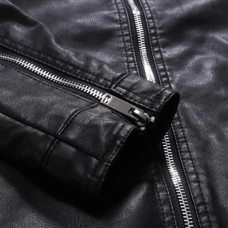 Men's Faux Leather Jacket Motorcycle 8XL Black PU Leather