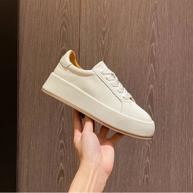 Women's Leather Sneakers 5.5cm Platform Casual Tennis