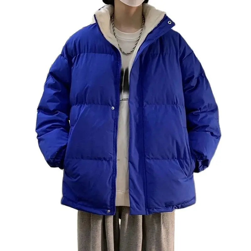 Men's Winter Fleece Parka Loose Fit Bubble Jacket Warm