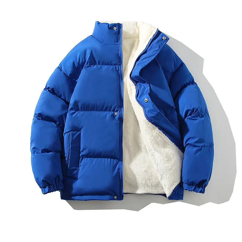 Men's Winter Fleece Parka Loose Fit Bubble Jacket Warm