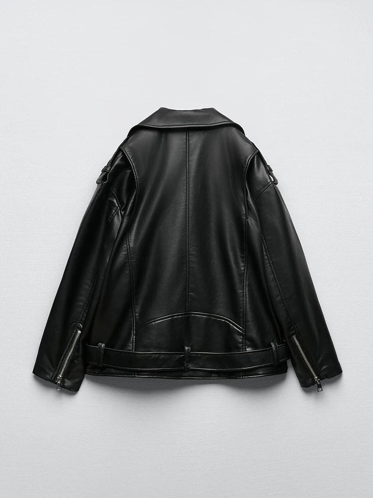 Women's PU Leather Jacket Loose Motorcycle