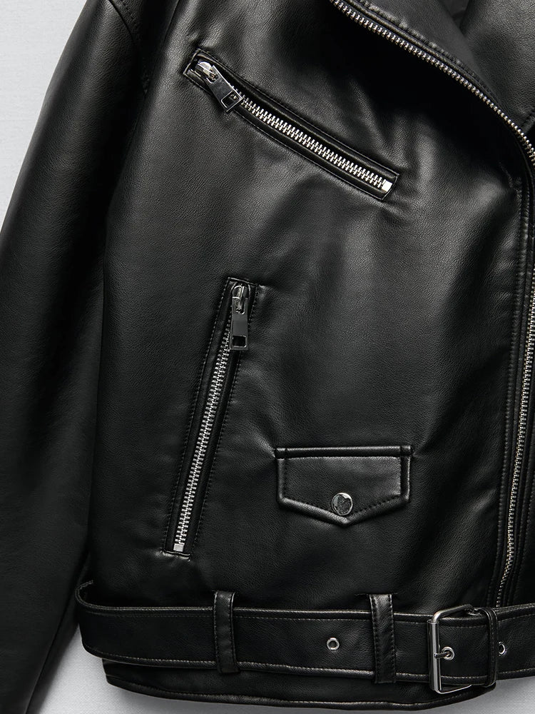 Women's PU Leather Jacket Loose Motorcycle