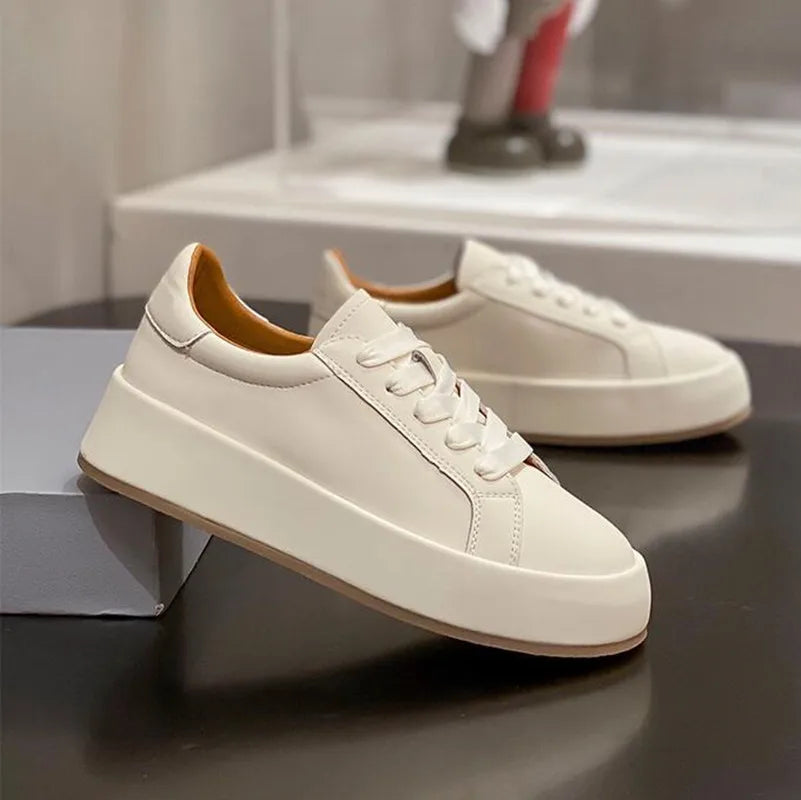 Women's Leather Sneakers 5.5cm Platform Casual Tennis