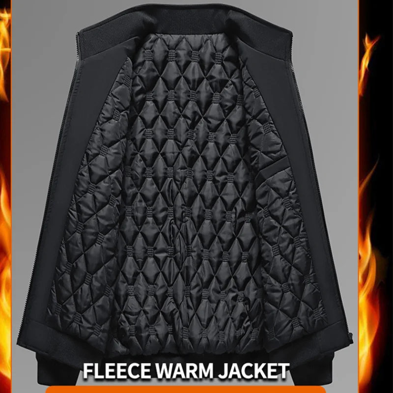 Men's Winter Fleece Bomber Jacket Warm Parka Windbreaker