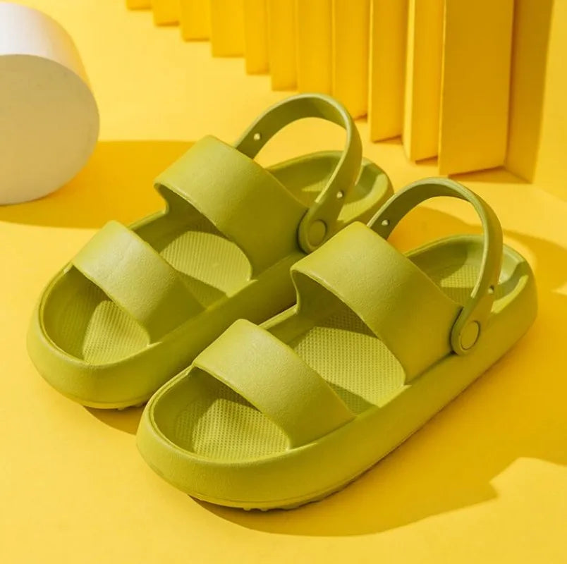 Women's Beach Sandals Green Soft Sole EVA Slides Non-Slip