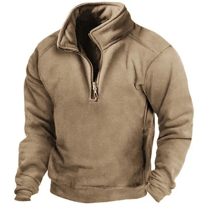 Men's Half Zip Sweatshirt Stand Collar Loose Fit Army Green Hoodie