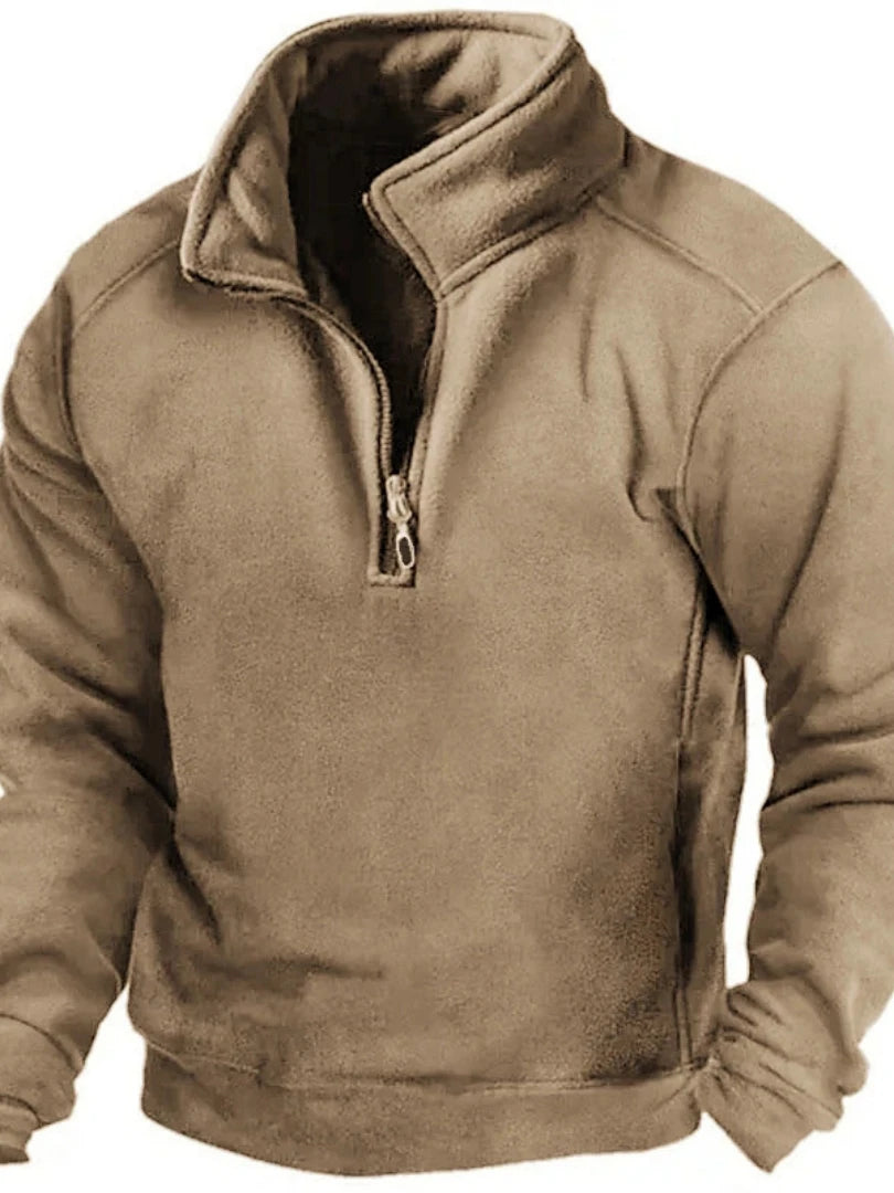 Men's Half Zip Sweatshirt Stand Collar Loose Fit Army Green Hoodie