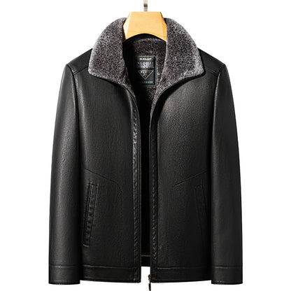 Men's Leather Jacket Fur Integrated Slim