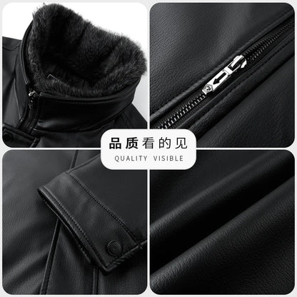 Men's Leather Jacket Sheepskin Down Warm White Duck Down