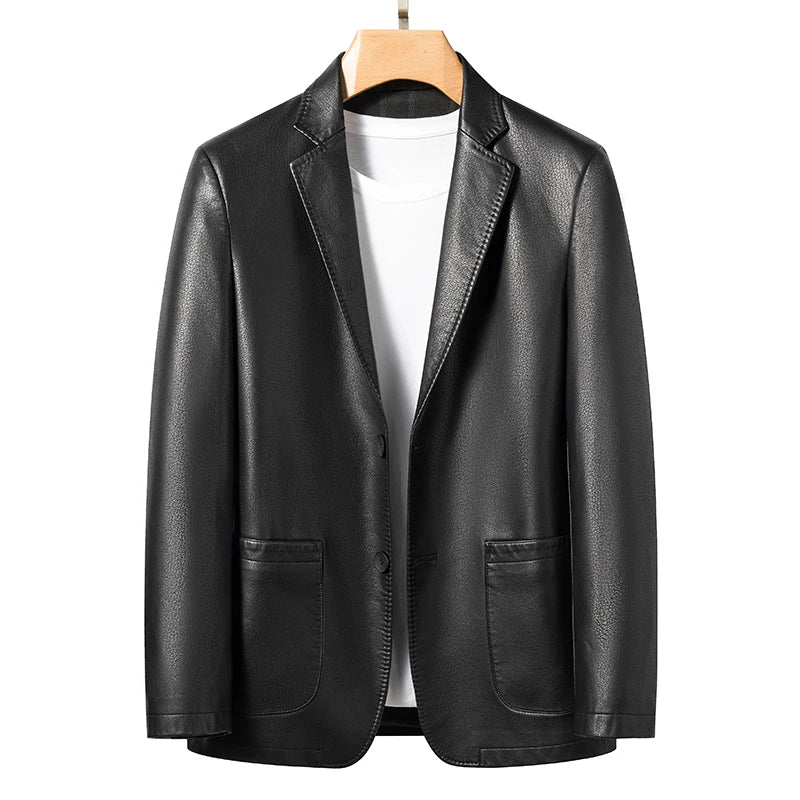 Men's Sheep Leather Jacket Slim Fit Black Brown