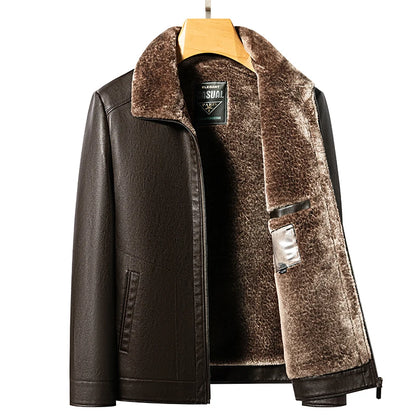 Men's Leather Jacket Fur Integrated Slim