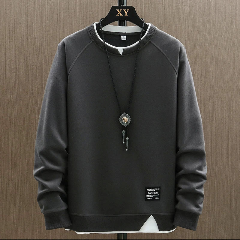 Men's Harajuku Sweatshirt Solid Color O-Neck Hip Hop Hoodie