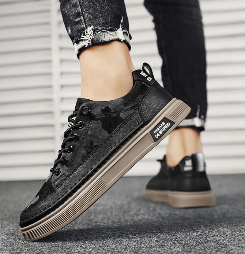 Men's Platform Leather Loafers Casual Sneakers Outdoor Driving