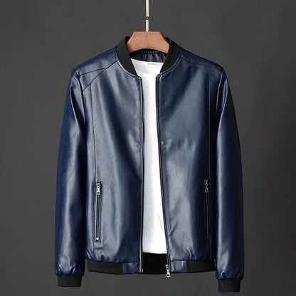 Men's Black PU Leather Jacket Slim Fit Biker Coat 8XL