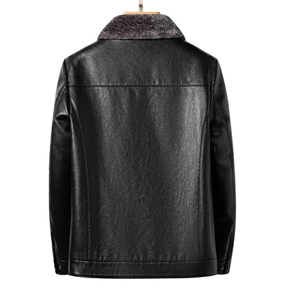 Men's Leather Jacket Thickened Fur Business Casual