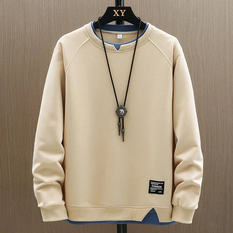Men's Harajuku Sweatshirt Solid Color O-Neck Hip Hop Hoodie