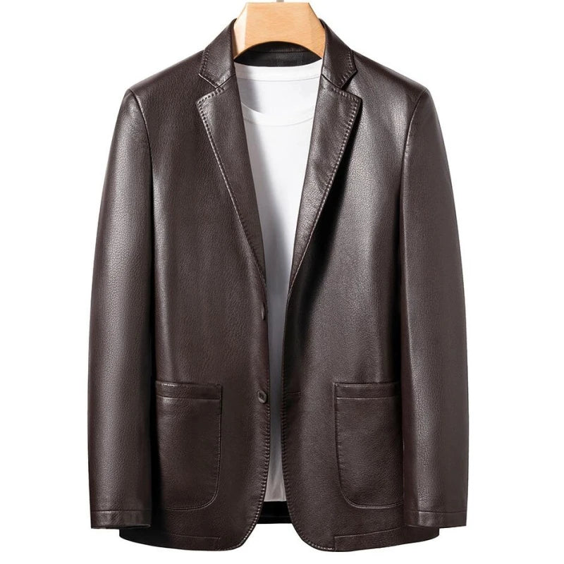 Men's Leather Jacket Fashion Suit Coat