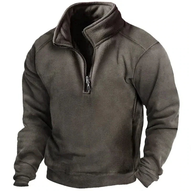 Men's Half Zip Sweatshirt Stand Collar Loose Fit Army Green Hoodie