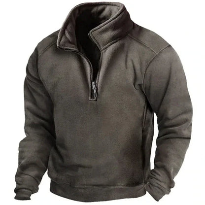 Men's Half Zip Sweatshirt Stand Collar Loose Fit Army Green Hoodie