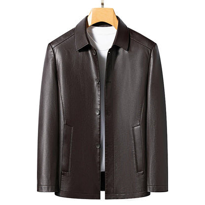 Men's Thin Lapel Leather Jacket Genuine Sheepskin Spring Autumn