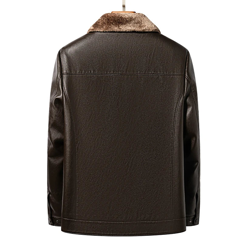 Men's Leather Jacket Fur Integrated Slim
