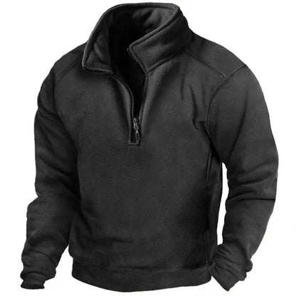 Men's Half Zip Sweatshirt Stand Collar Loose Fit Army Green Hoodie