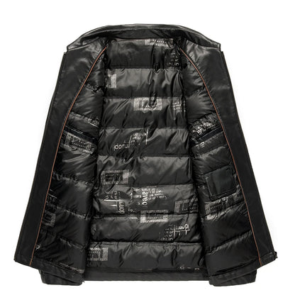 Men's Lapel Leather Jacket Natural Sheepskin Business Casual