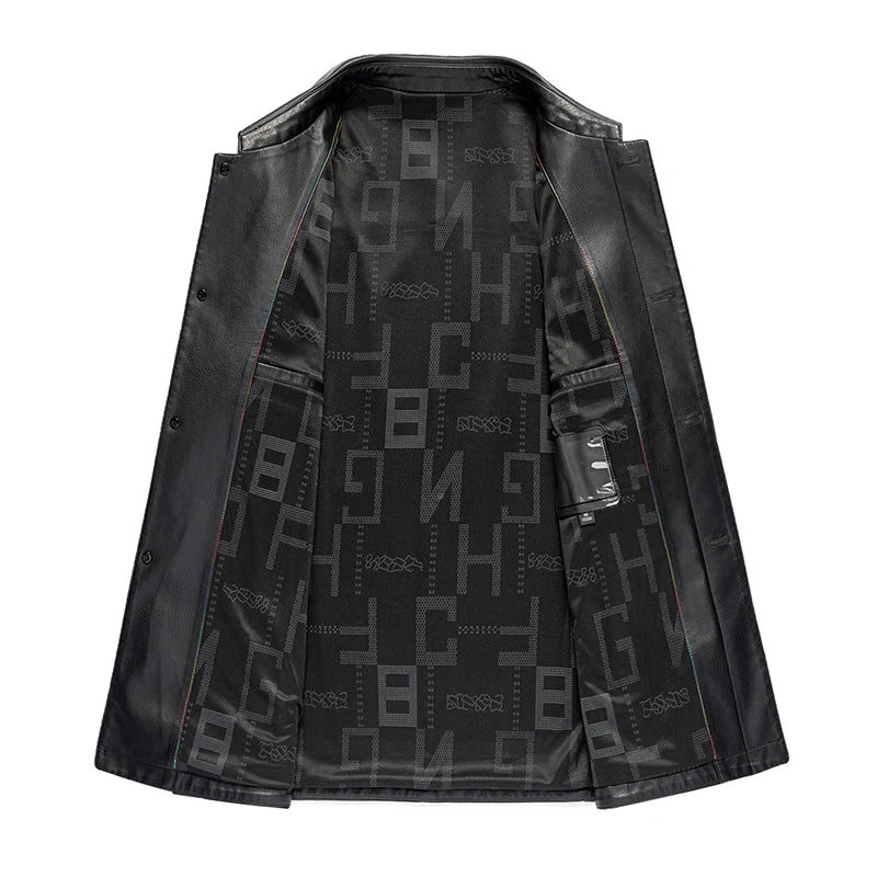 Men's Thin Lapel Leather Jacket Genuine Sheepskin Spring Autumn