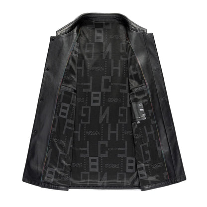 Men's Thin Lapel Leather Jacket Genuine Sheepskin Spring Autumn