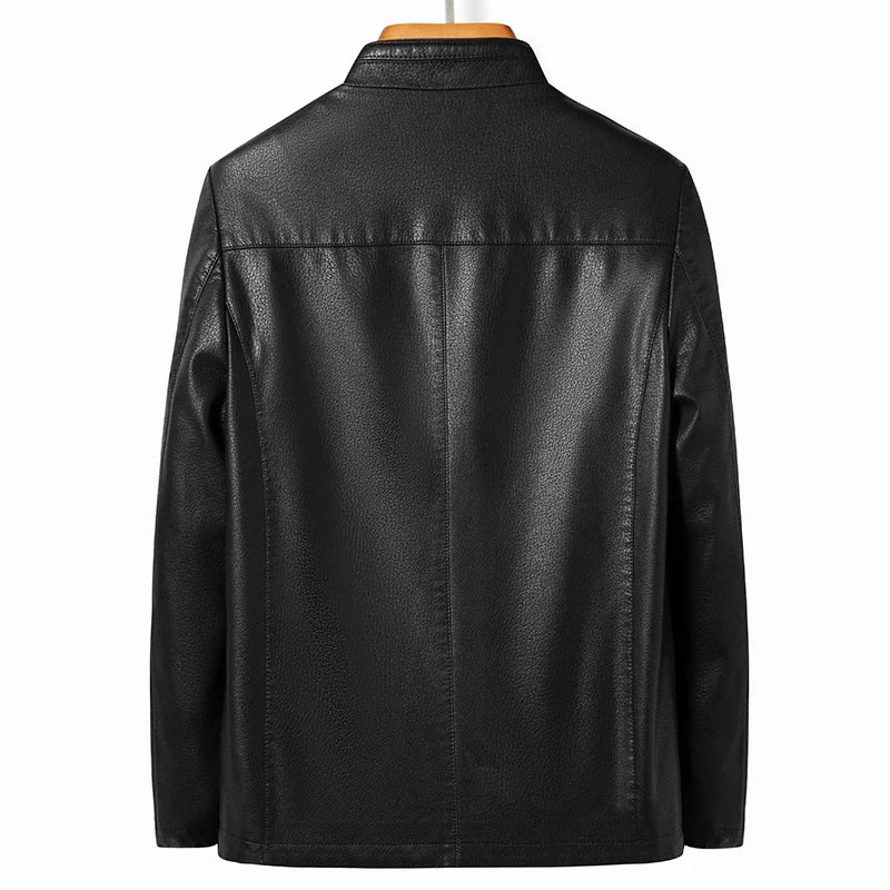 Men's Stand Collar Sheep Leather Jacket Business Leisure