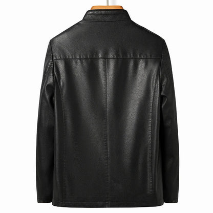Men's Stand Collar Sheep Leather Jacket Business Leisure