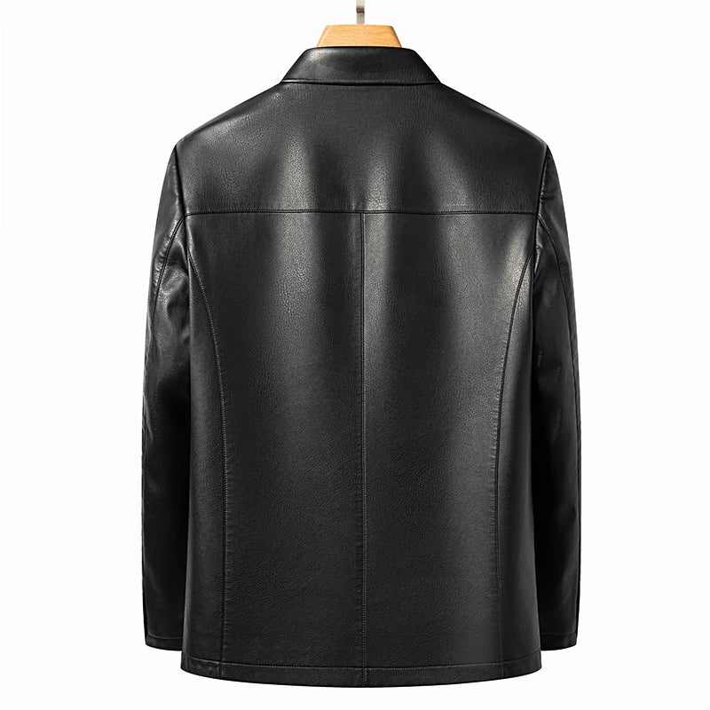 Men's Thin Lapel Leather Jacket Genuine Sheepskin Spring Autumn