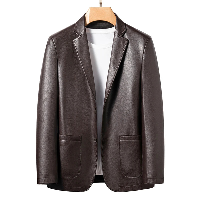 Men's Sheep Leather Jacket Slim Fit Black Brown
