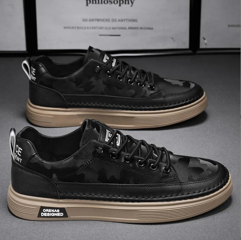 Men's Platform Leather Loafers Casual Sneakers Outdoor Driving