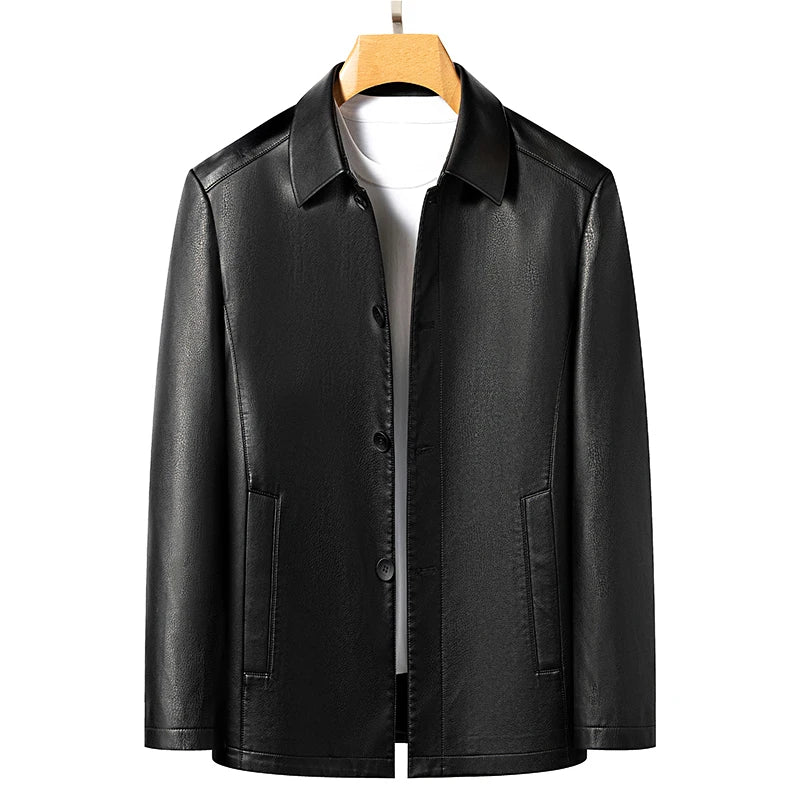 Men's Thin Lapel Leather Jacket Genuine Sheepskin Spring Autumn