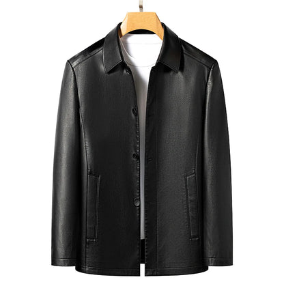 Men's Thin Lapel Leather Jacket Genuine Sheepskin Spring Autumn