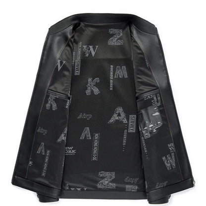 Men's Stand Collar Sheep Leather Jacket Business Leisure Autumn