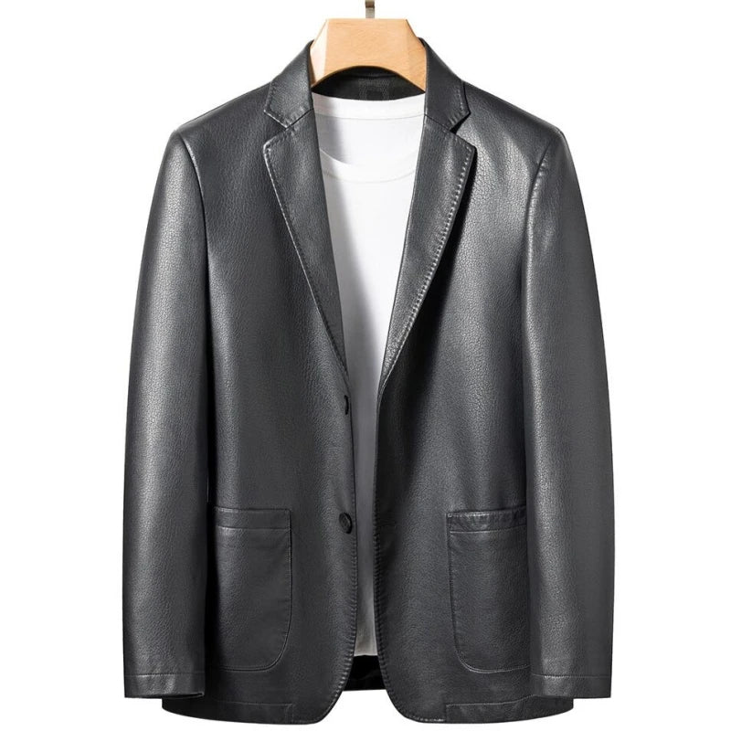 Men's Leather Jacket Fashion Suit Coat