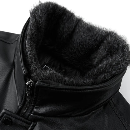 Men's Leather Jacket Sheepskin Down Warm White Duck Down